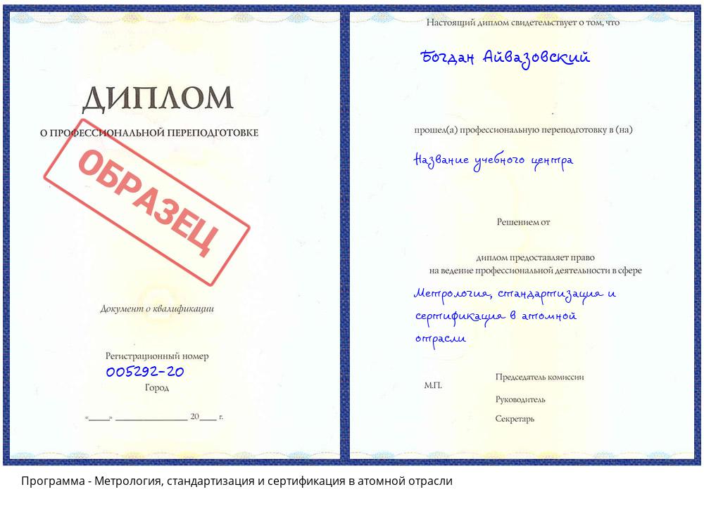 Метрология, стандартизация и сертификация в атомной отрасли Камышин
