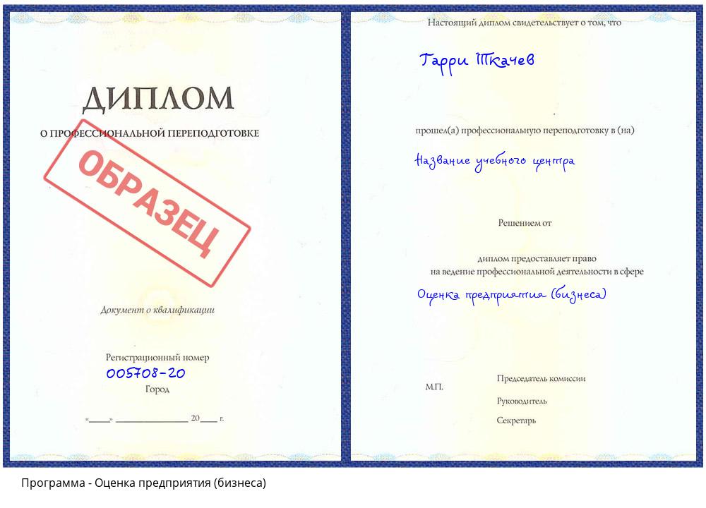 Оценка предприятия (бизнеса) Камышин